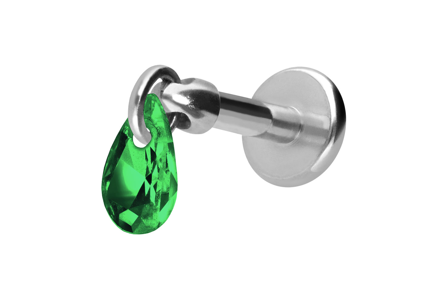 Titan Labret Piercing mit Innengewinde KRISTALLTROPFEN